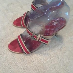 Red & Navy striped sandals